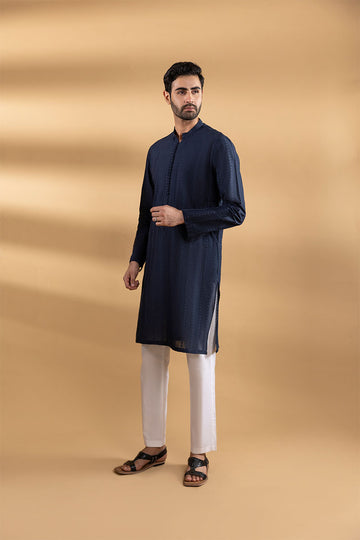 BLUE CHIKANKARI KURTA FOR MEN